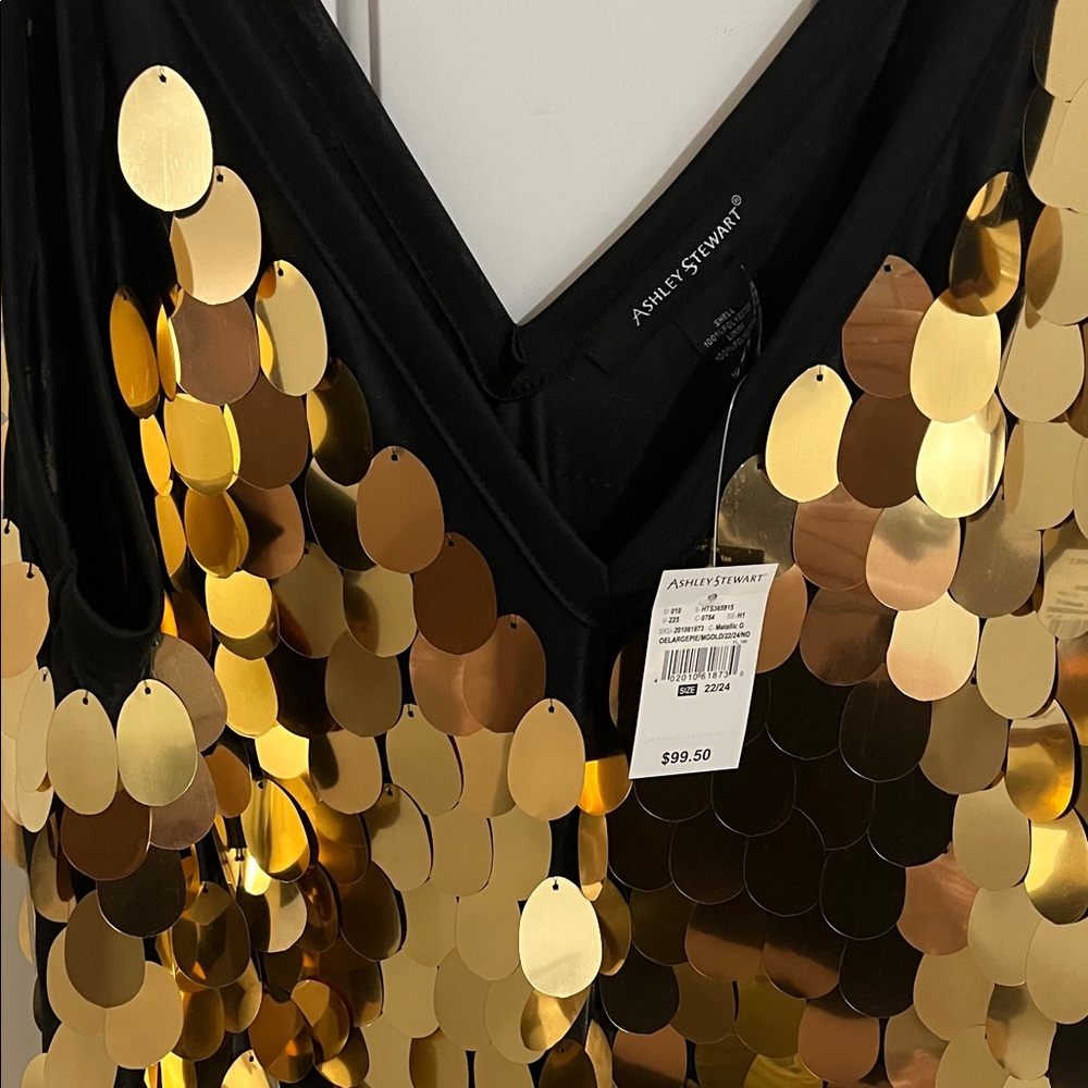 Ashley Stewart Black and Gold Sequin Dress - Picture 8 of 9